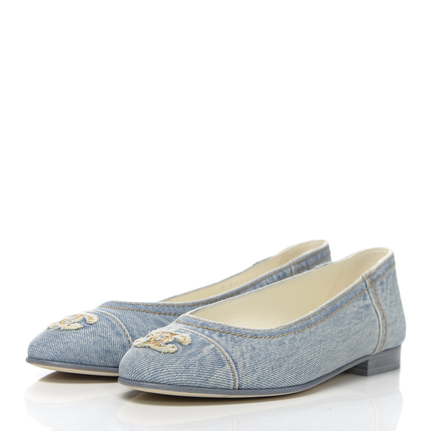 Denim CC Cap Toe Ballerina Flats 38 Light Blue