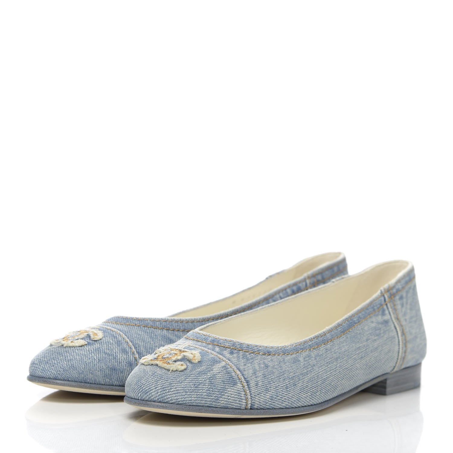 Chanel Denim CC Cap Toe Ballerina Flats 38 Light Blue 3 of 10