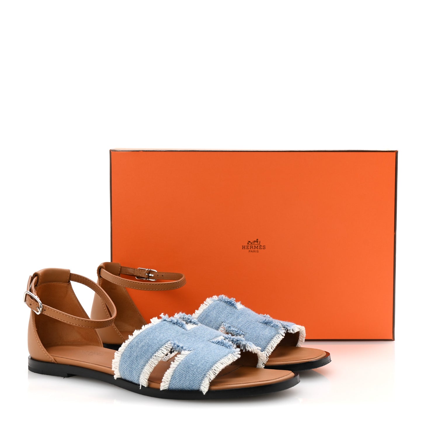 Denim Fringe Santorini Sandals 39 Bleu Clair Naturel