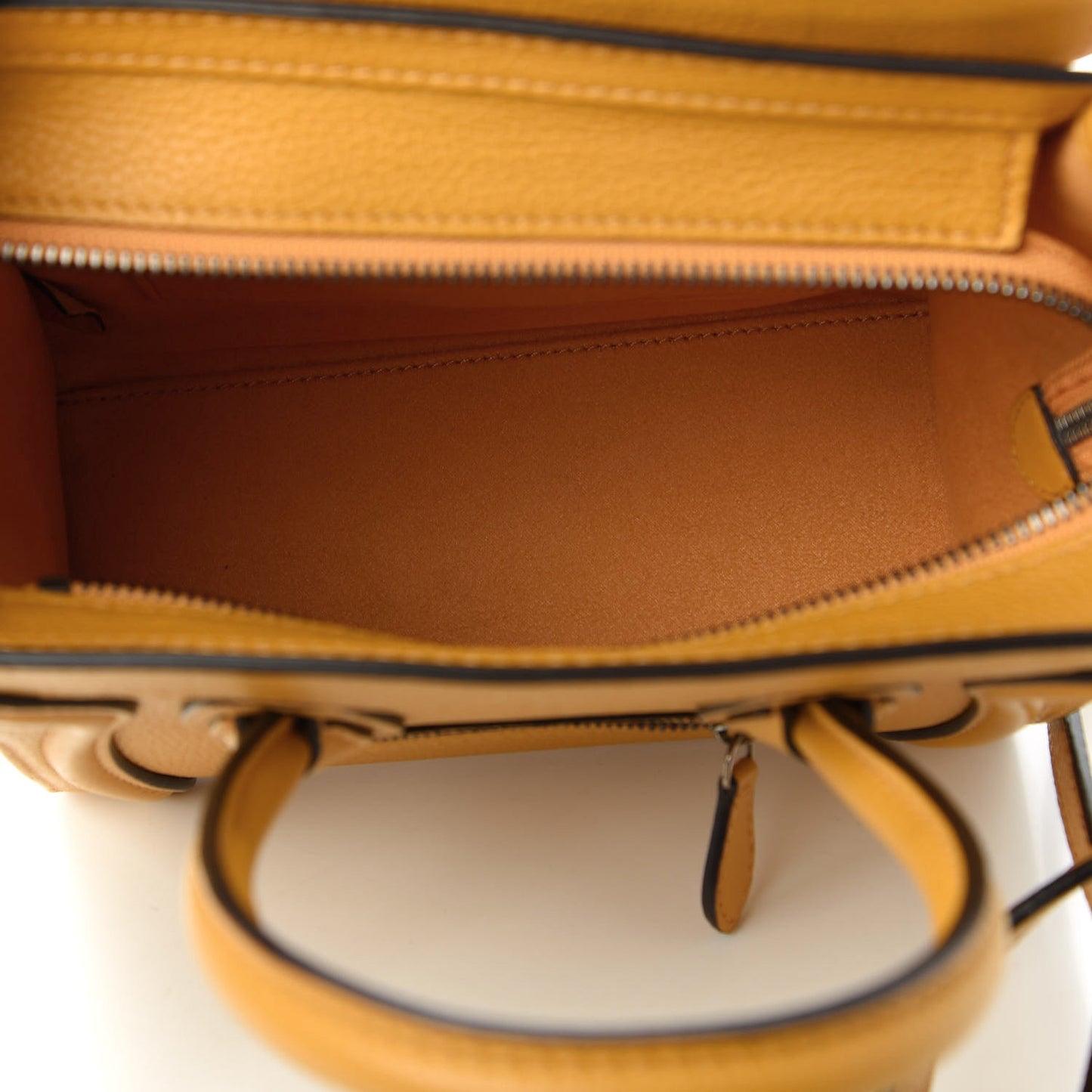 Drummed Calfskin Nano Luggage Ocre