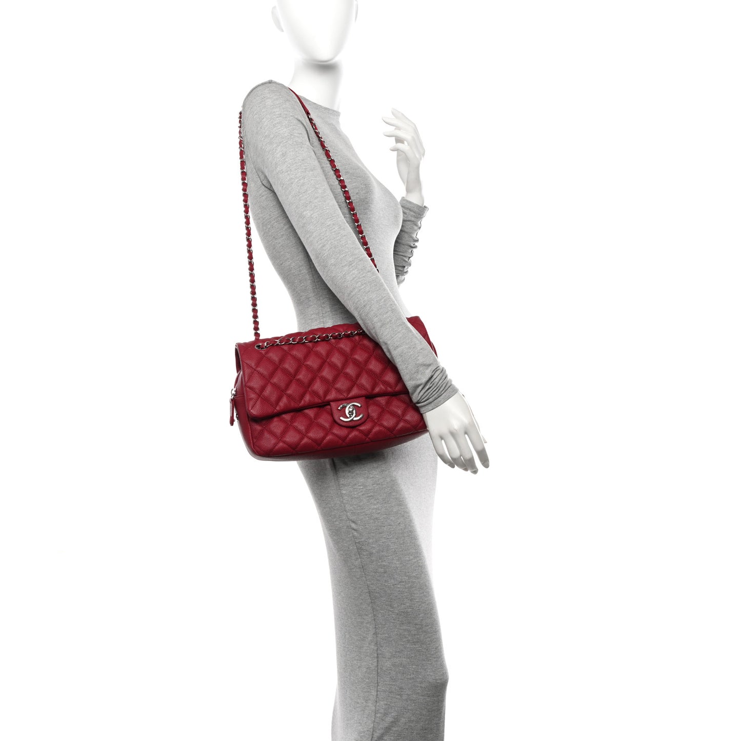 Caviar Quilted Jumbo Easy Flap Dark Pink