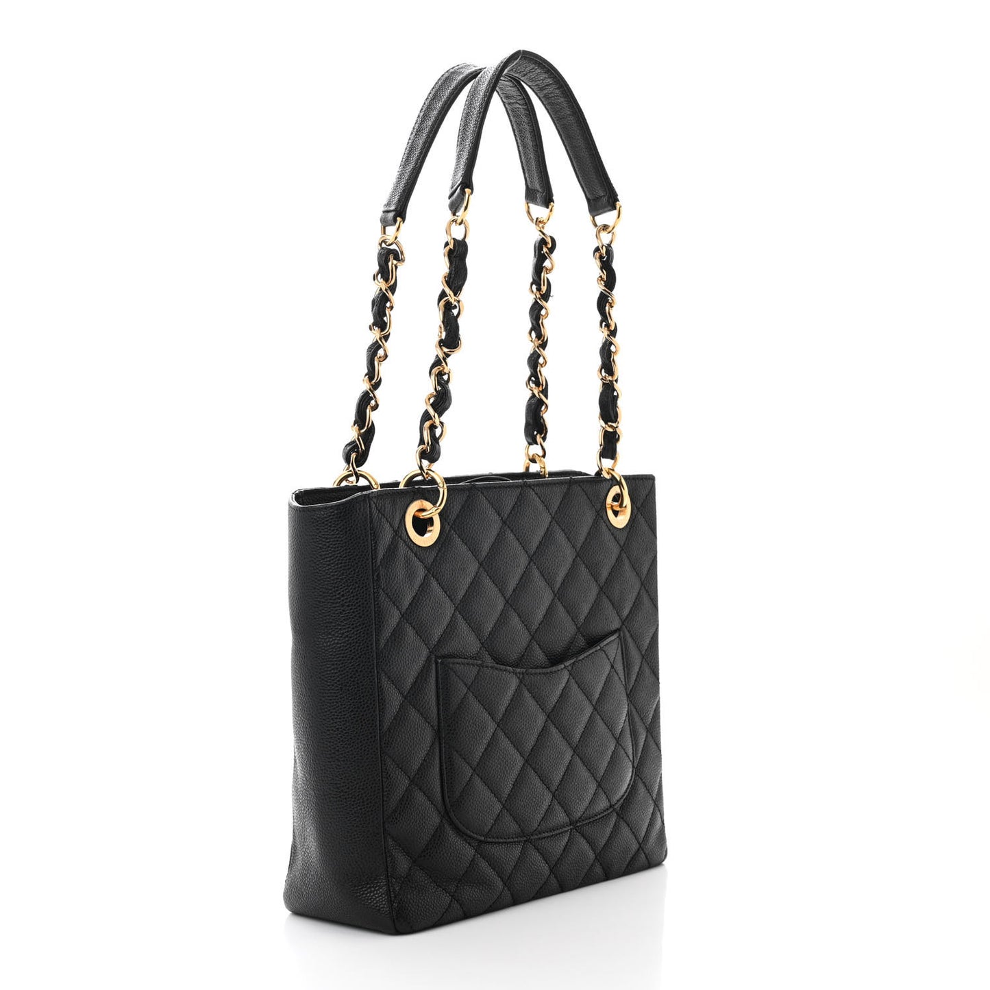 Caviar Quilted Petit Shopping Tote PST Black