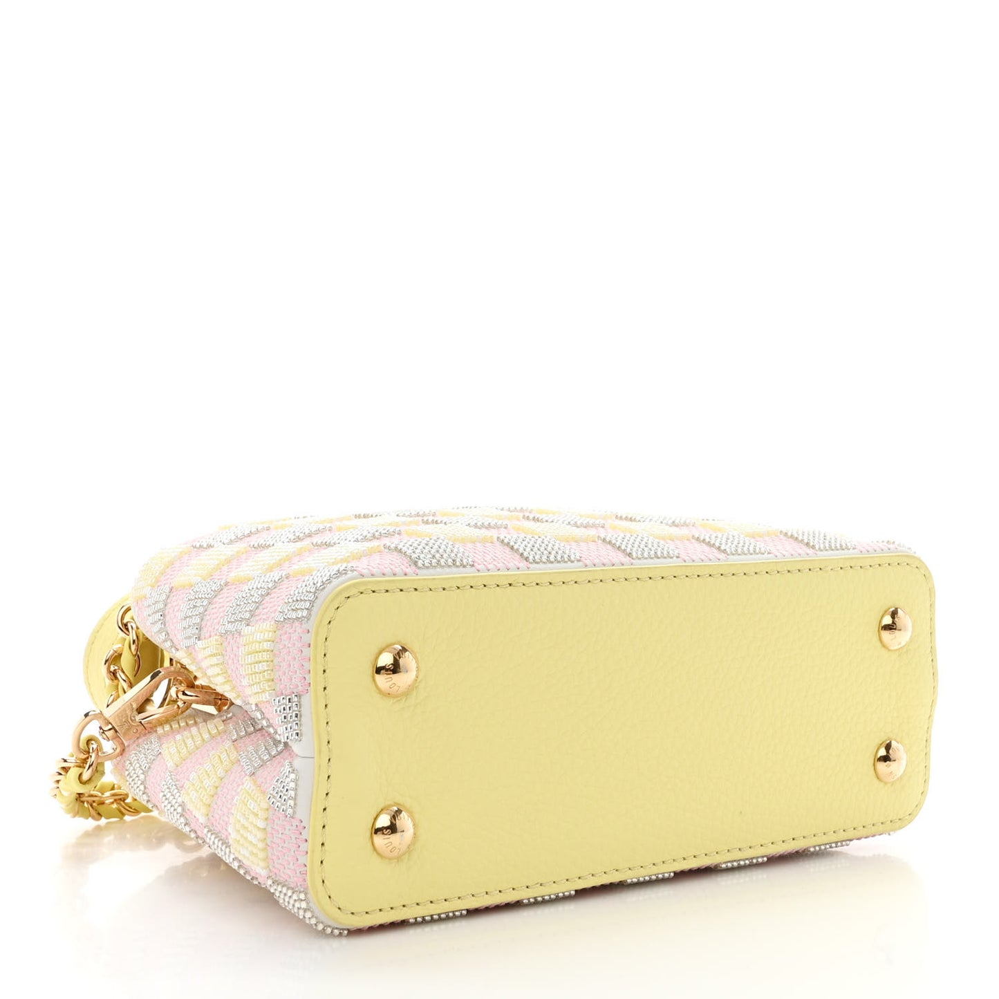 Smooth Calfskin Taurillon Beaded Mini Capucines Yellow Pink