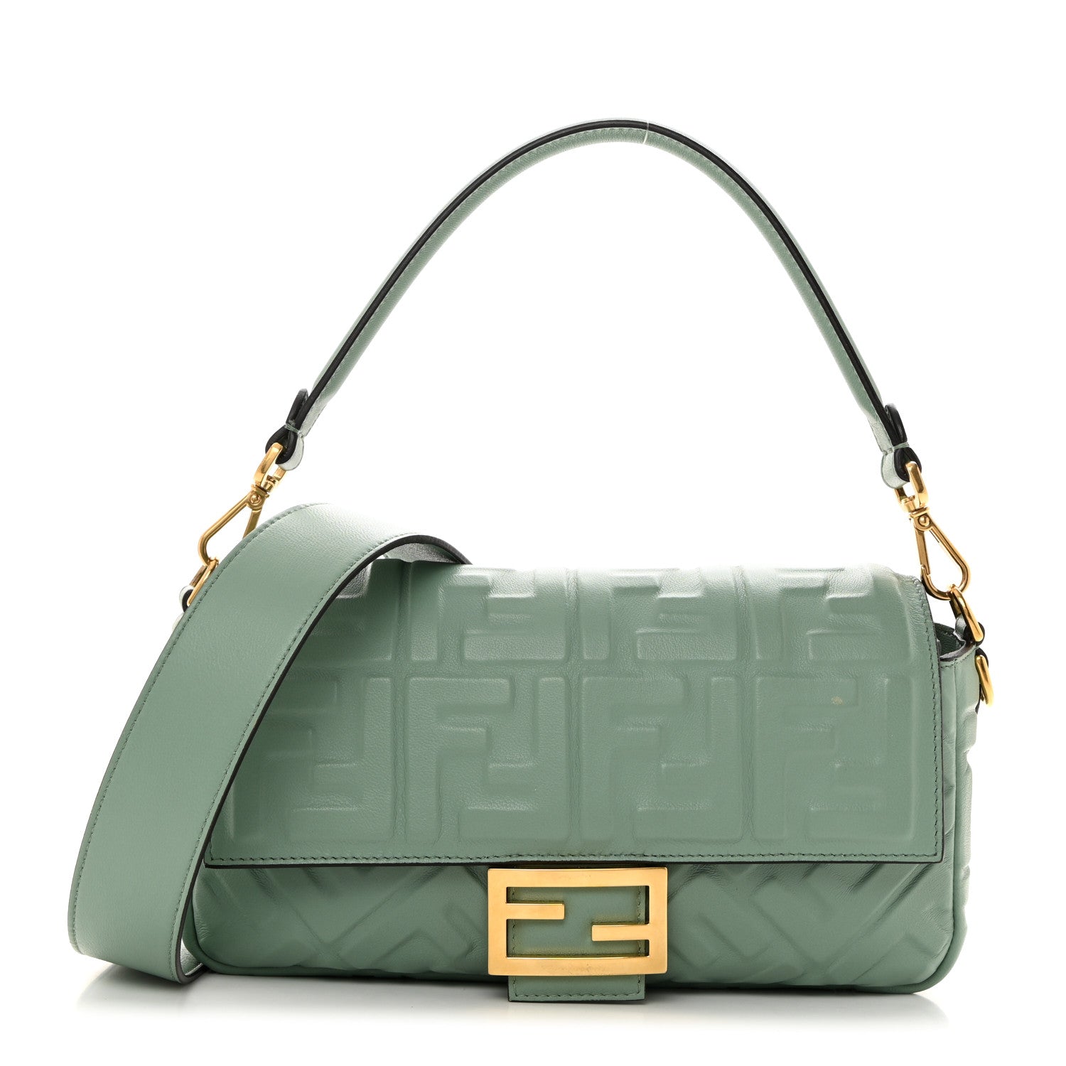 Fendi Nappa FF 1974 Embossed Baguette Menta 1732889 – FASHIONPHILE