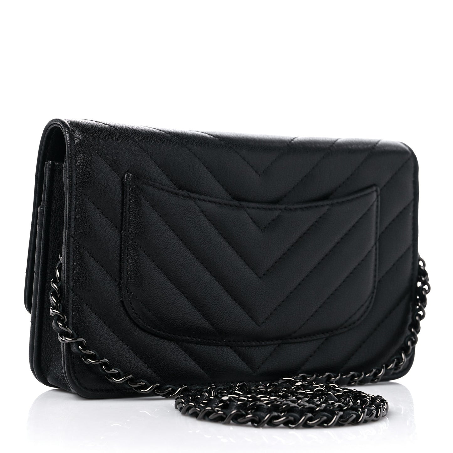 Sheepskin Chevron Reissue Wallet On Chain WOC So Black