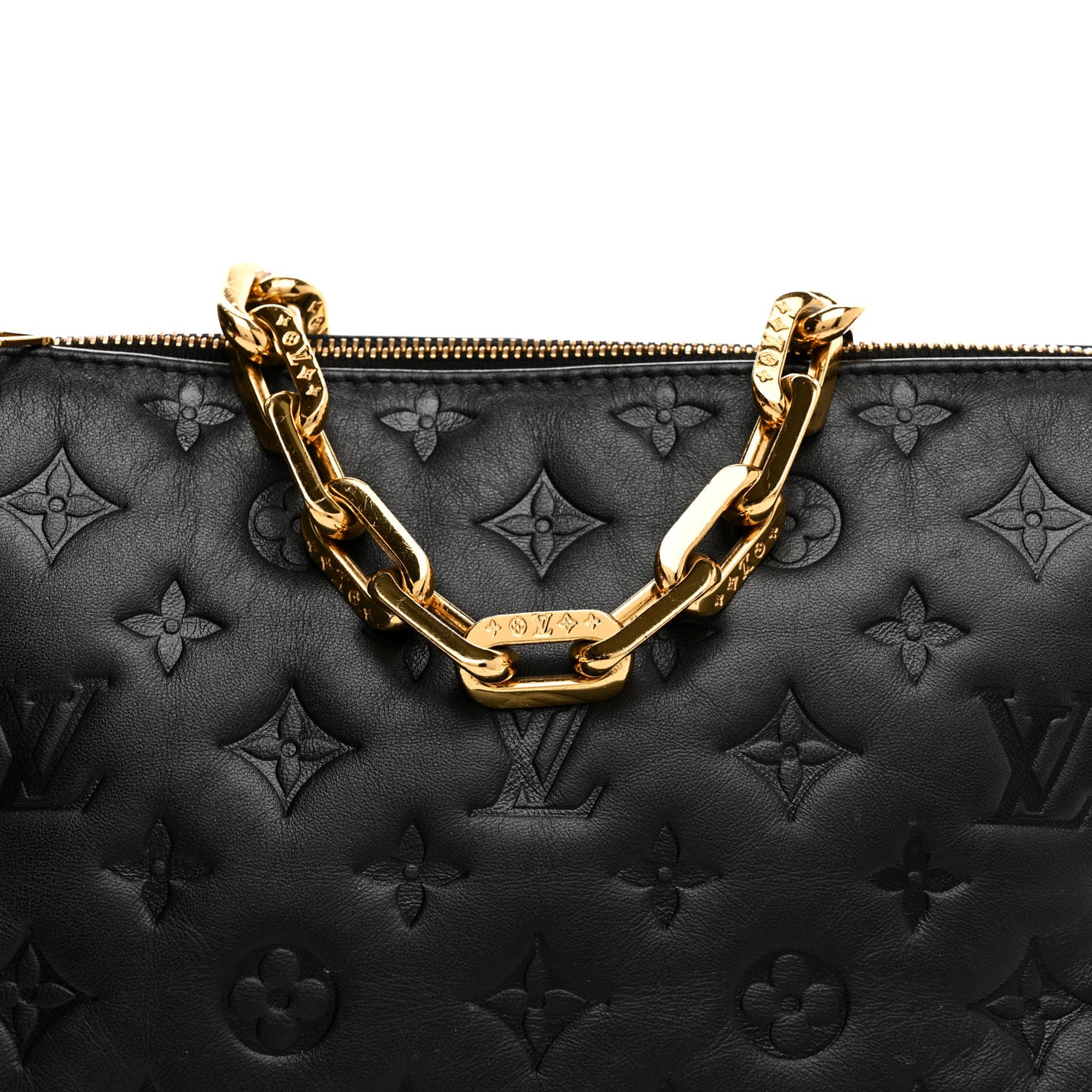 Lambskin Embossed Monogram Coussin PM Black