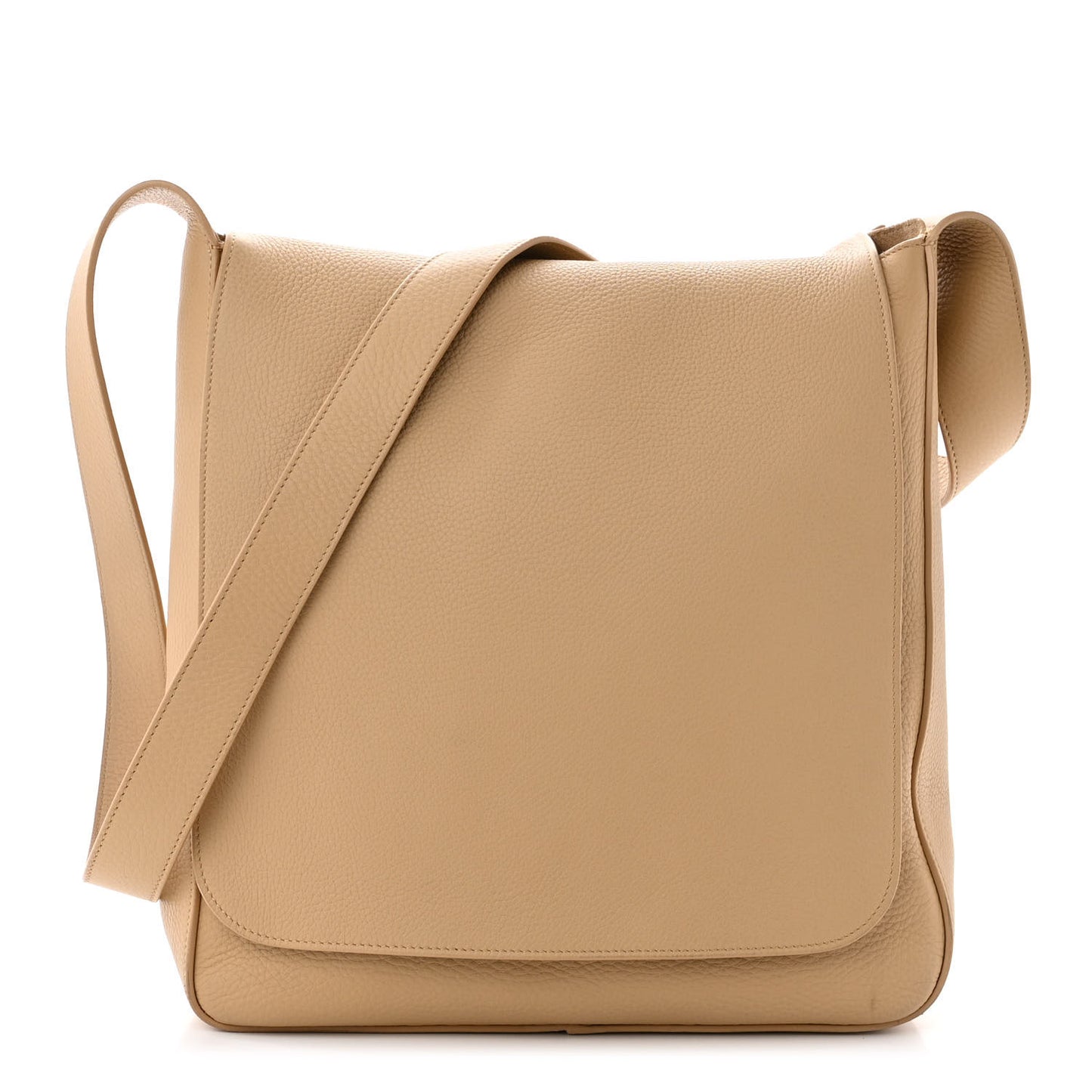 Grained Calfskin Avery Flap Messenger Bag Beige