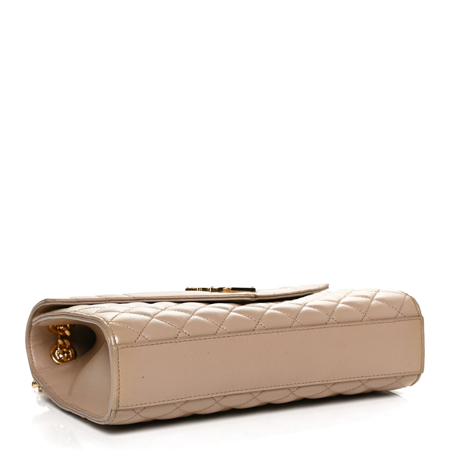 Grain De Poudre Textured Mixed Matelasse Medium Triquilt Monogram Satchel Dark Beige