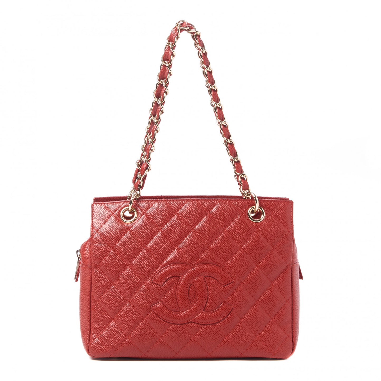 Caviar Quilted Petit Timeless Shopping Tote PTT Red