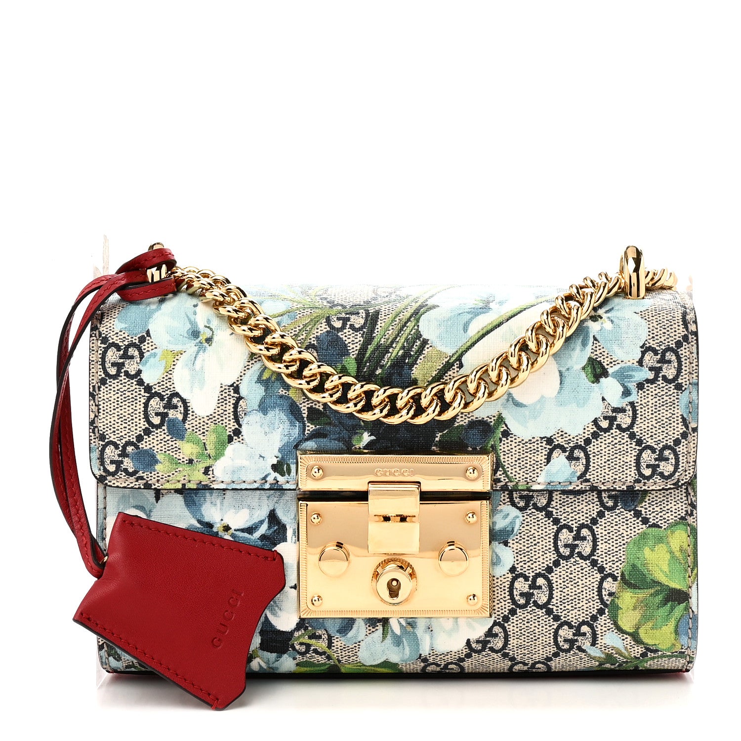 Gucci GG Supreme Monogram Blooms Small Padlock Shoulder Bag Beige