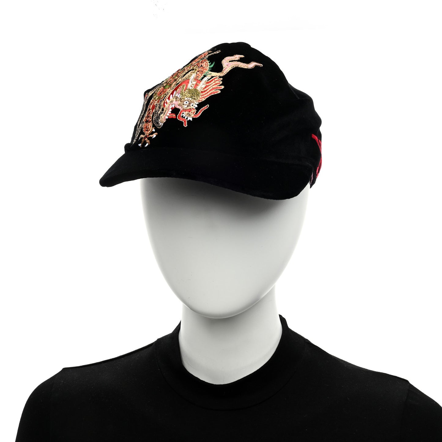 Velvet GG Monogram Embroidered Baseball Hat M Black