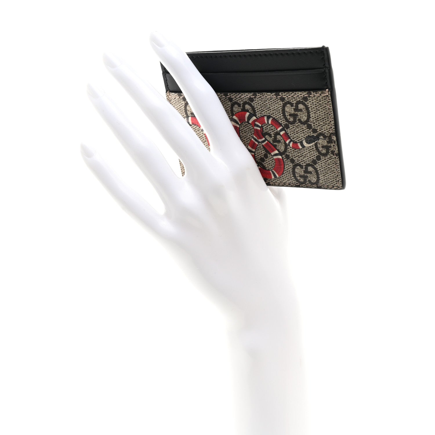 Gucci GG Supreme Monogram Kingsnake Card Holder Beige Black 2 of 6