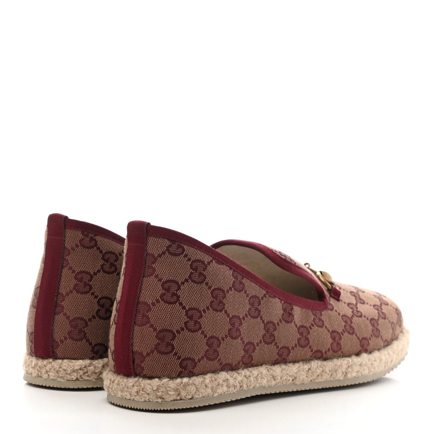 Canvas GG Monogram Mens Fria Horsebit Loafers 9 Sahara Rubino