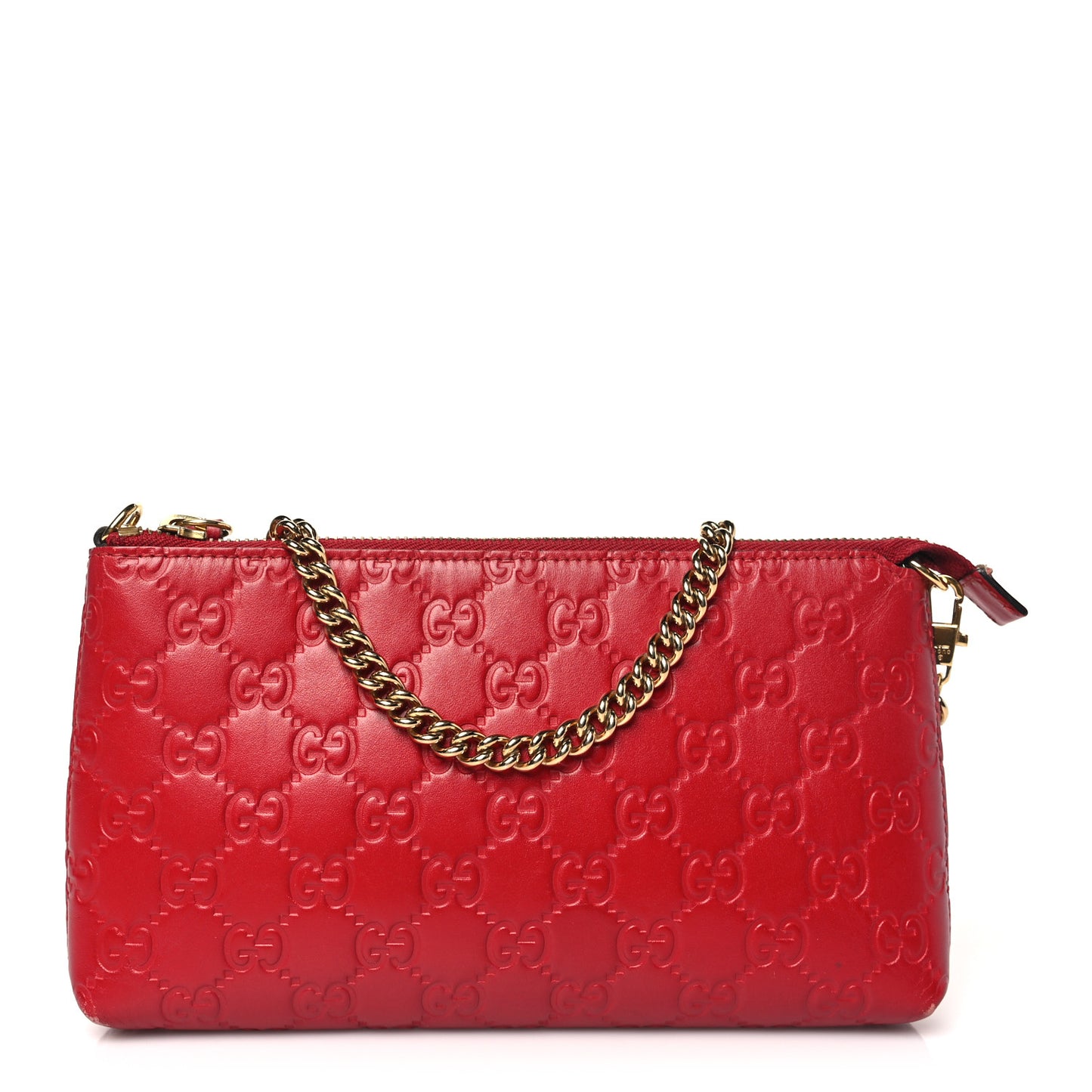 Guccissima Signature Wrist Wallet Hibiscus Red