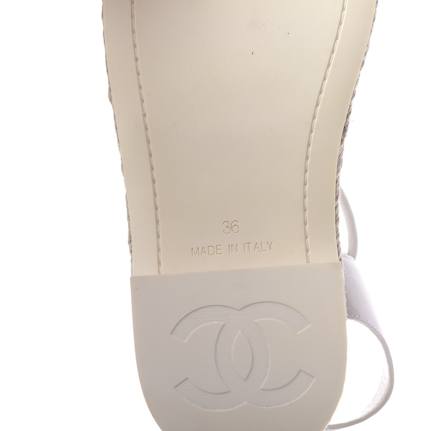 Calfskin Espadrille Sandals 36 White