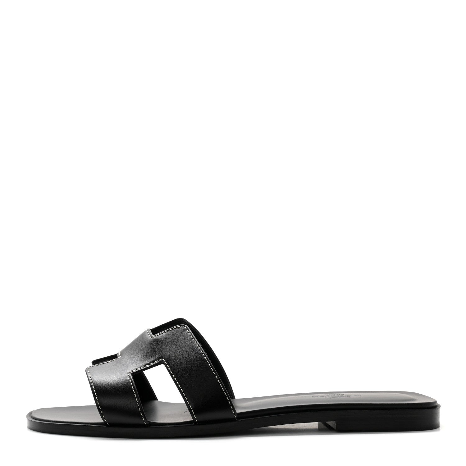 Hermes Box Calfskin Oran Sandals 39 Black 1 of 10