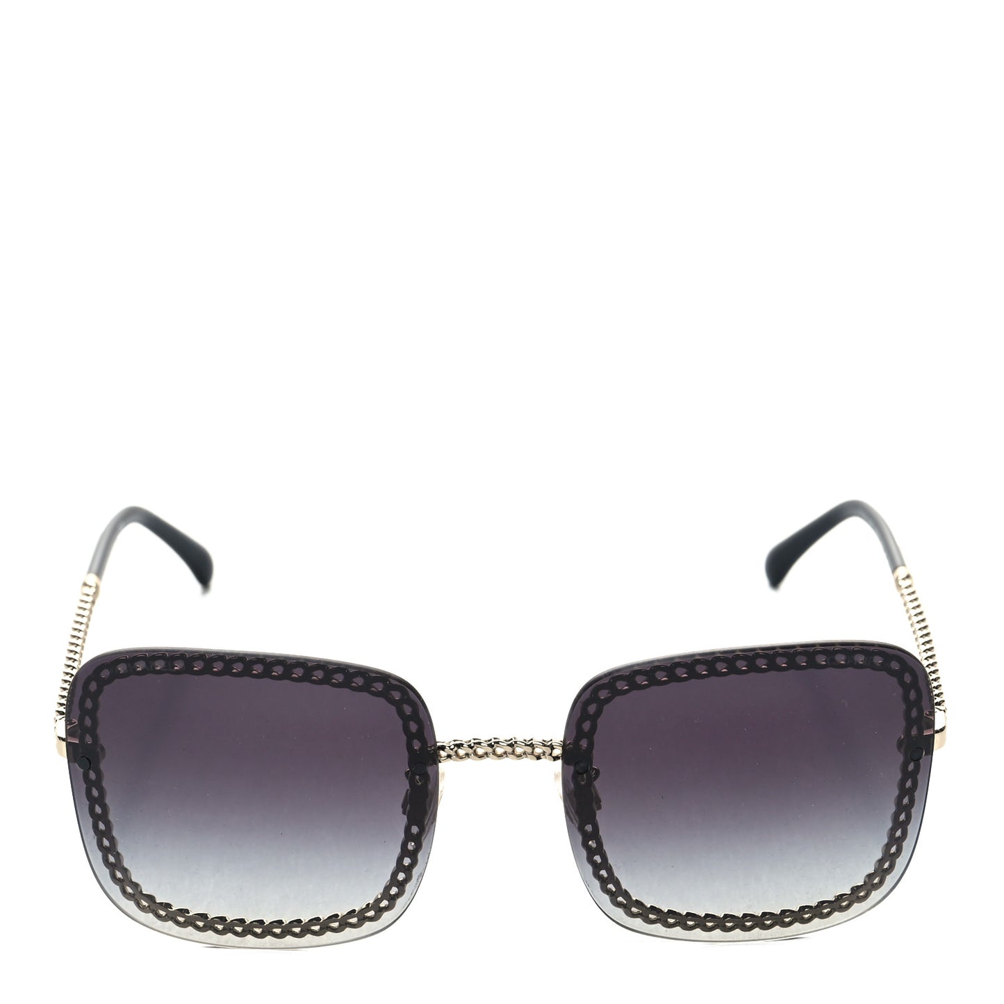 Metal Removable Chain Square Sunglasses 4244 Black