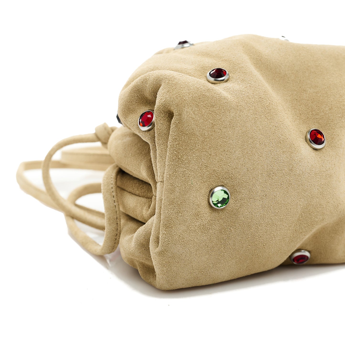 Suede Crystal Embellished The Mini Pouch Brown