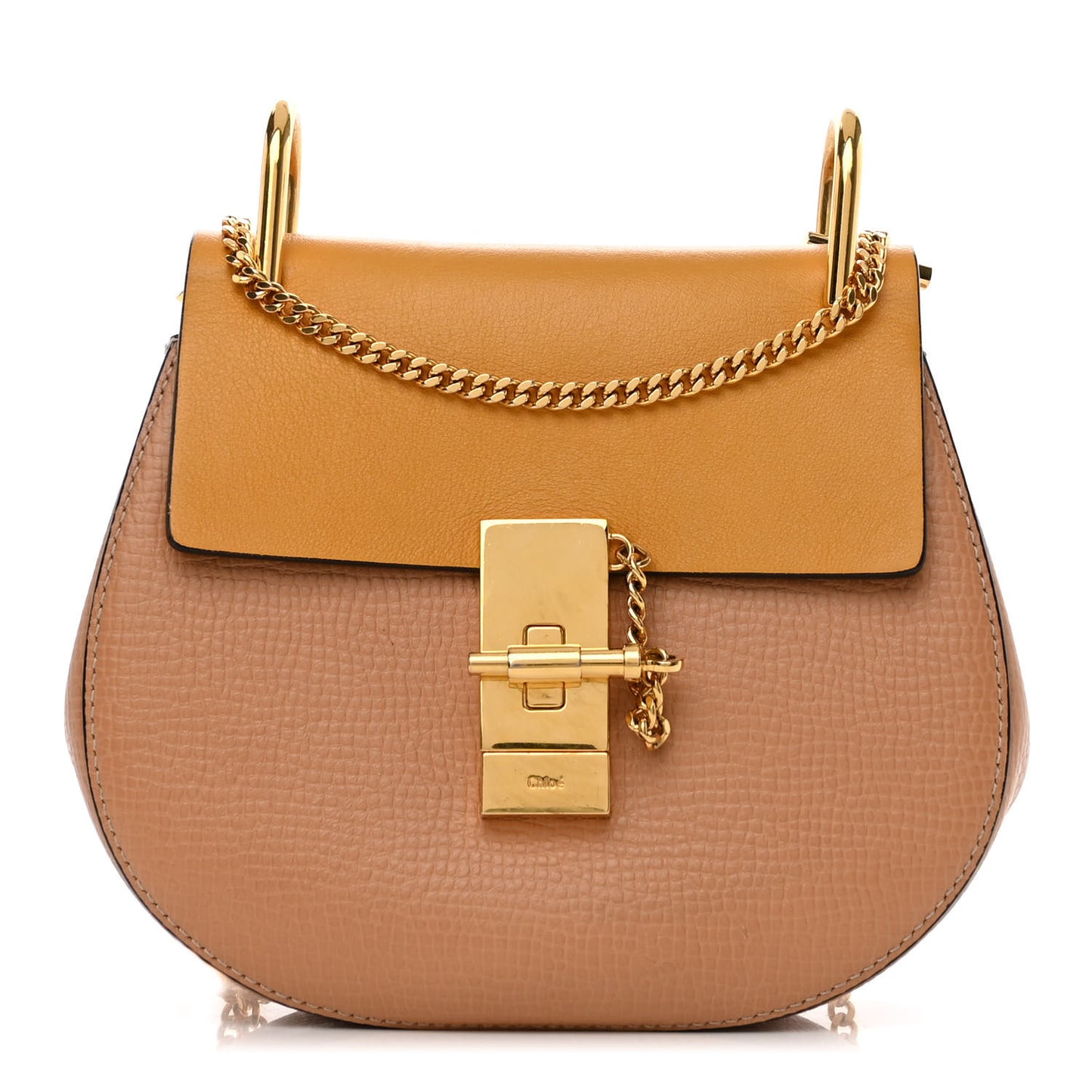 Grained Calfskin Lambskin Mini Drew Shoulder Bag Wet Sand Sunflower