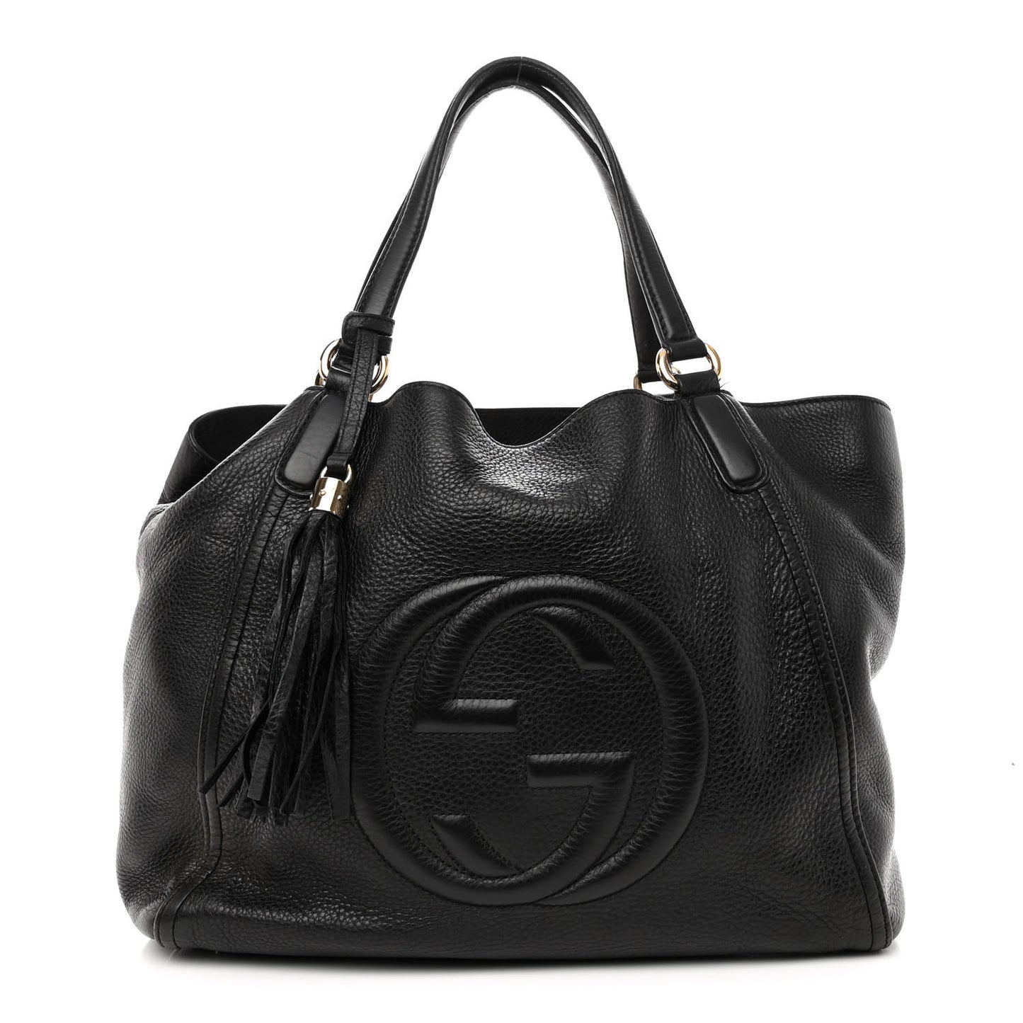 Pebbled Calfskin Medium Soho Shoulder Bag Black