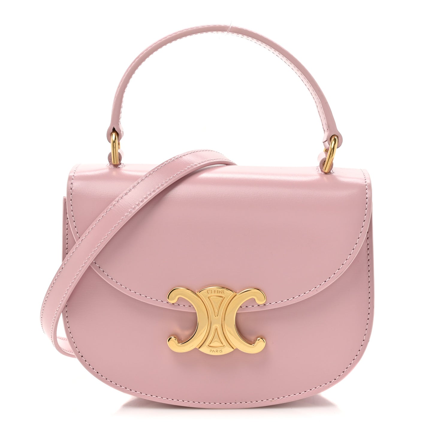 Shiny Calfskin Triomphe Mini Besace Clea Light Pink