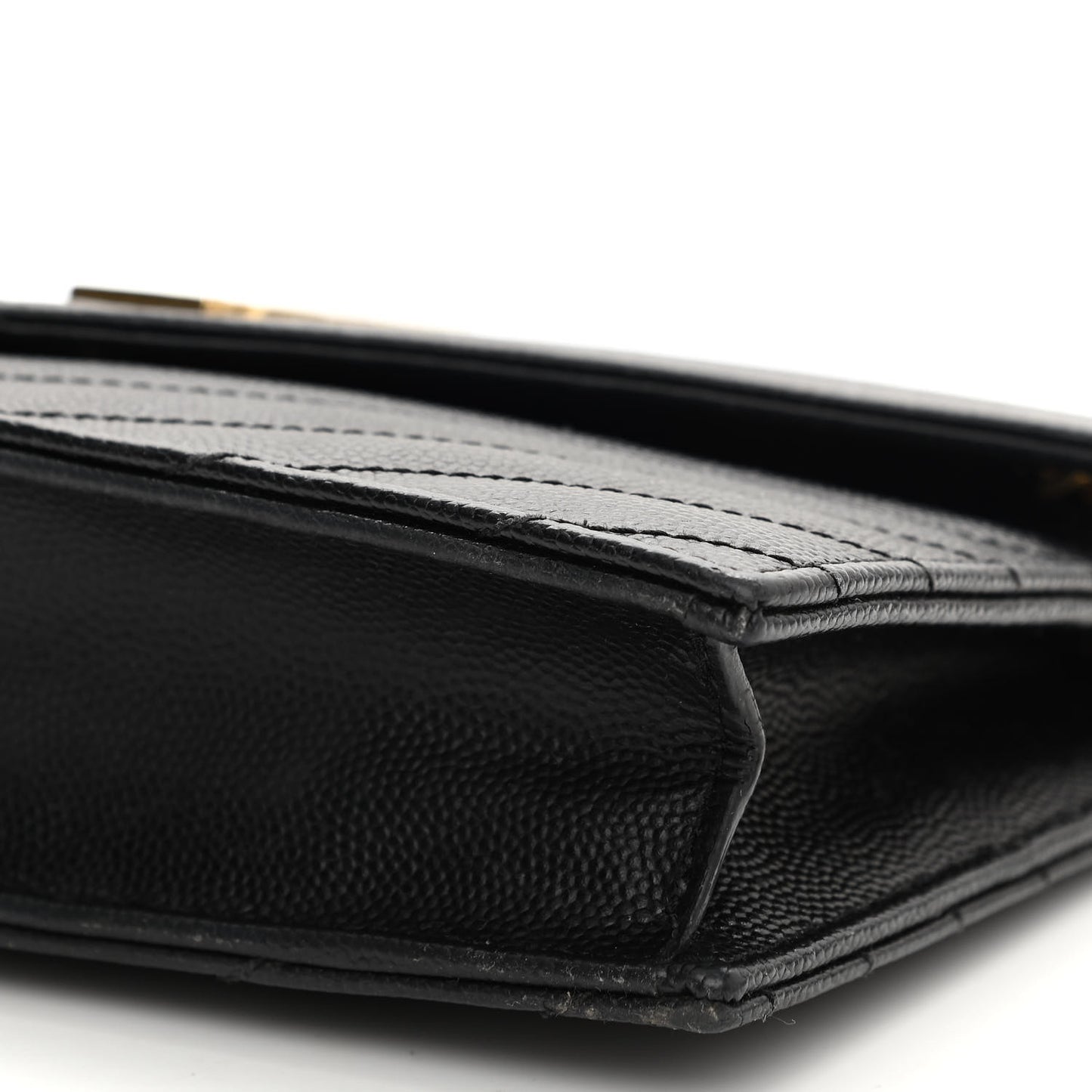 Grain De Poudre Matelasse Chevron Monogram Envelope Chain Wallet Black