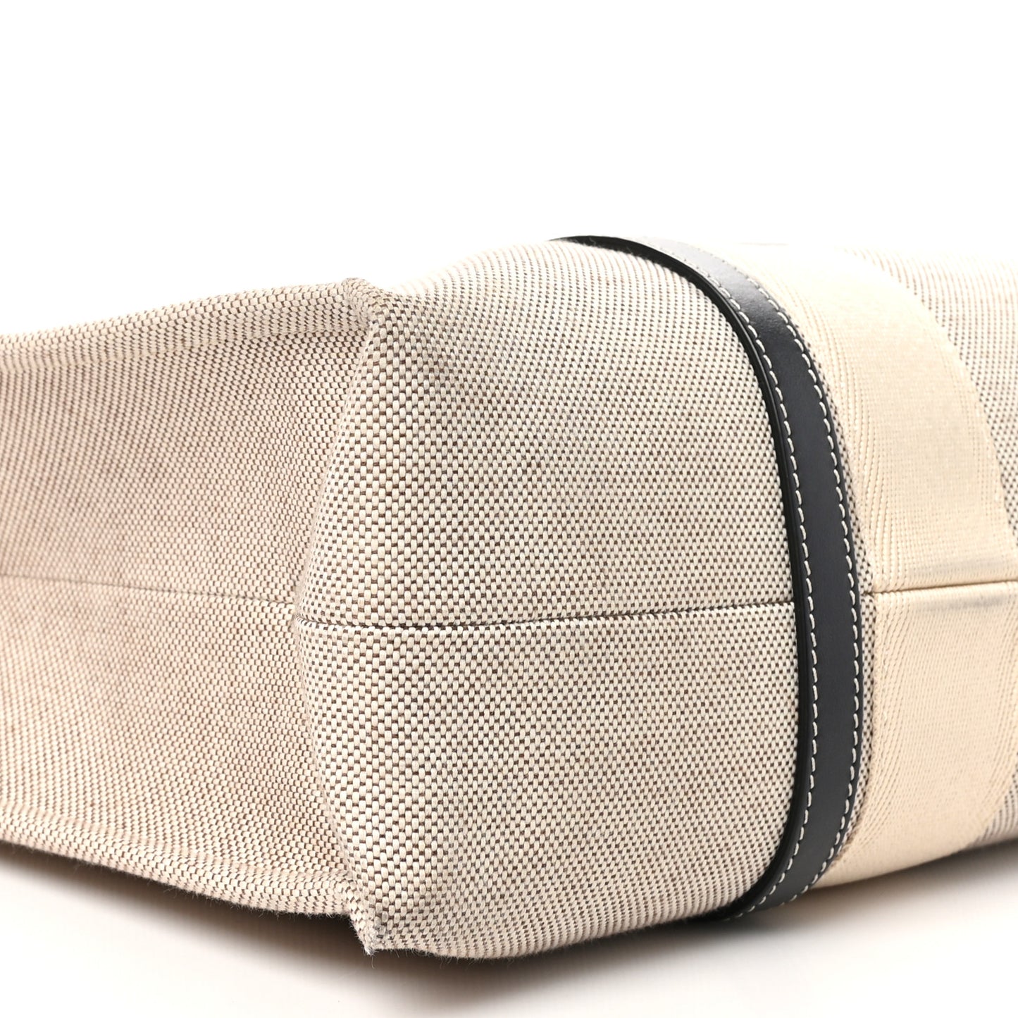 Cotton Calfskin Large Woody Ribbon Tote White Black