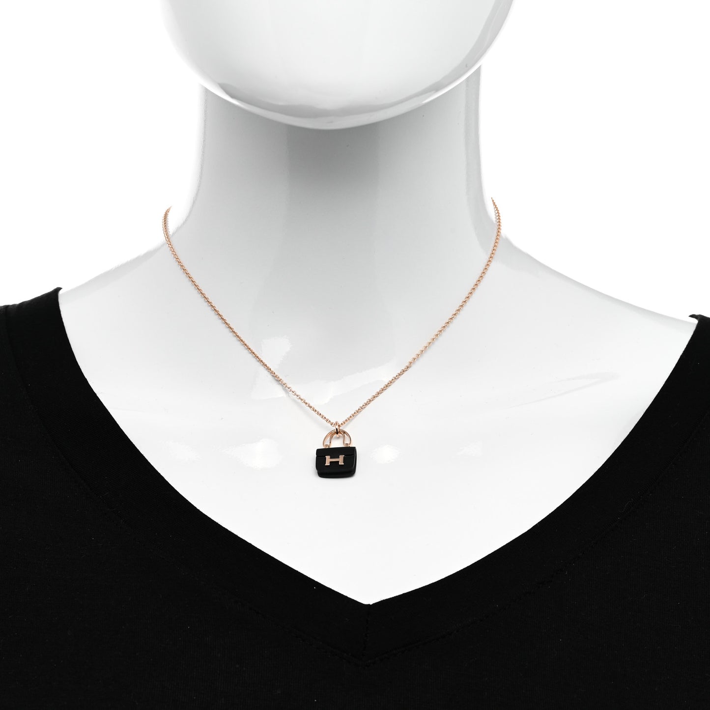 18K Rose Gold Black Jade Constance Amulettes Pendant Necklace