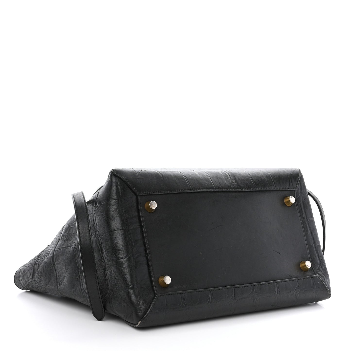 Calfskin Crocodile Embossed Small Belt Bag Black