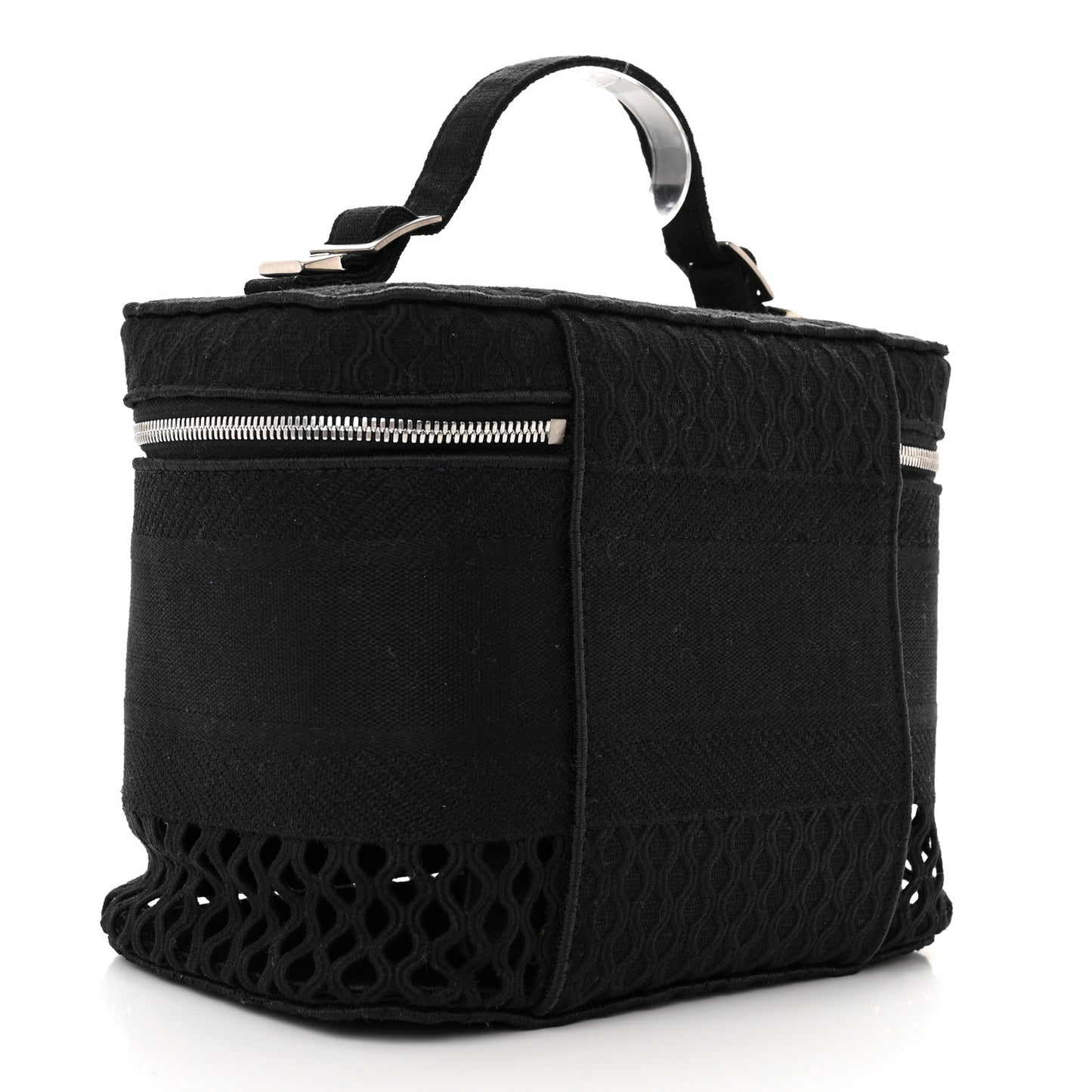 Mesh Embroidered Diortravel Vanity Case Black