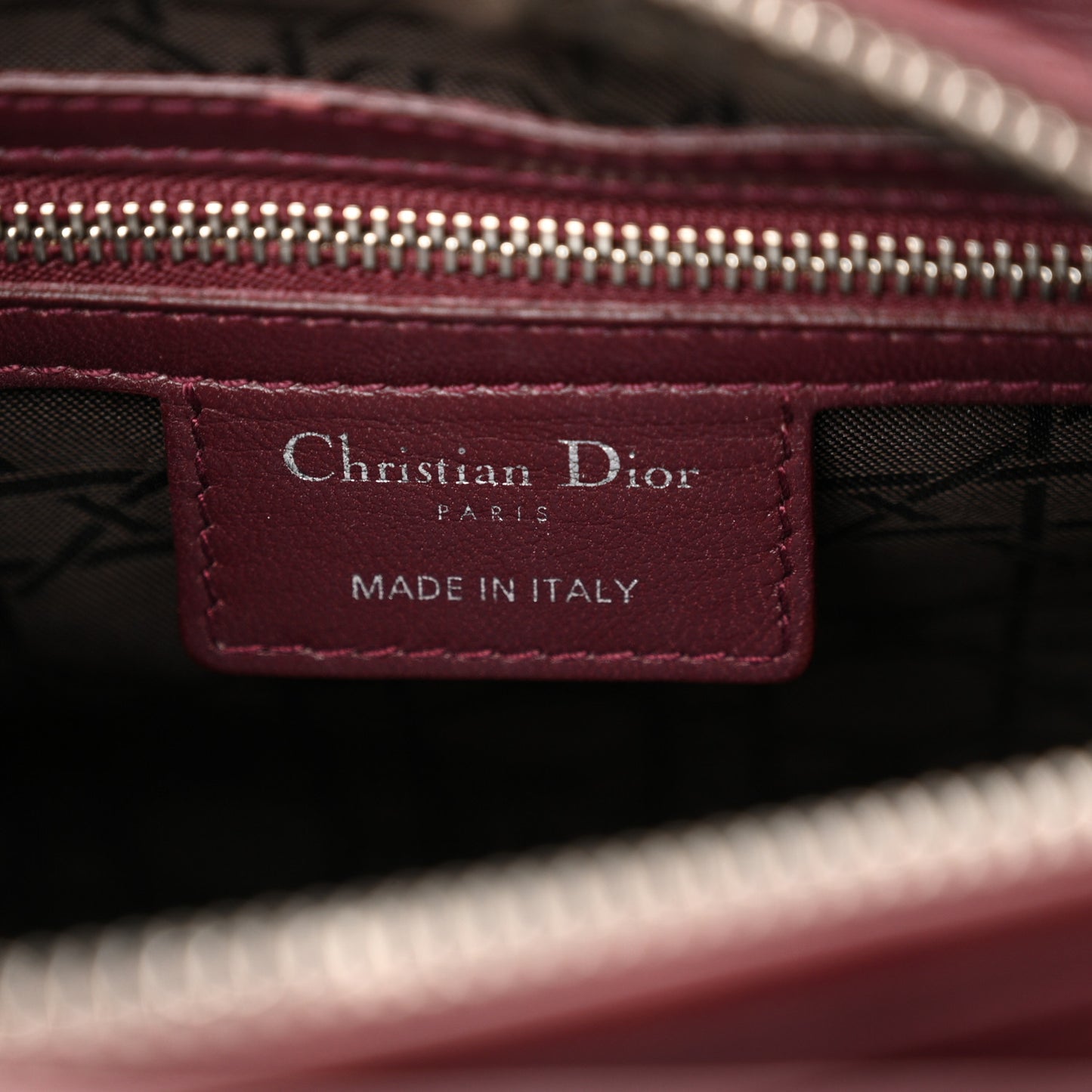 Lambskin Cannage Medium Lady Dior Burgundy