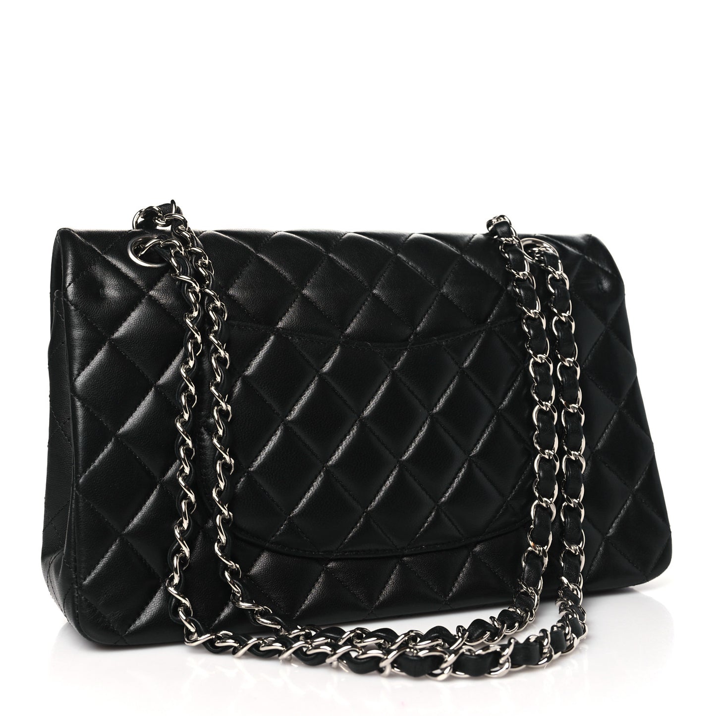 Lambskin Quilted Medium Double Flap Black