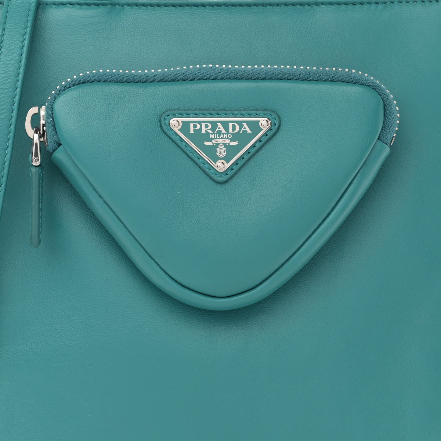 Nappa Triangle Pocket Small Tote Bag Teal