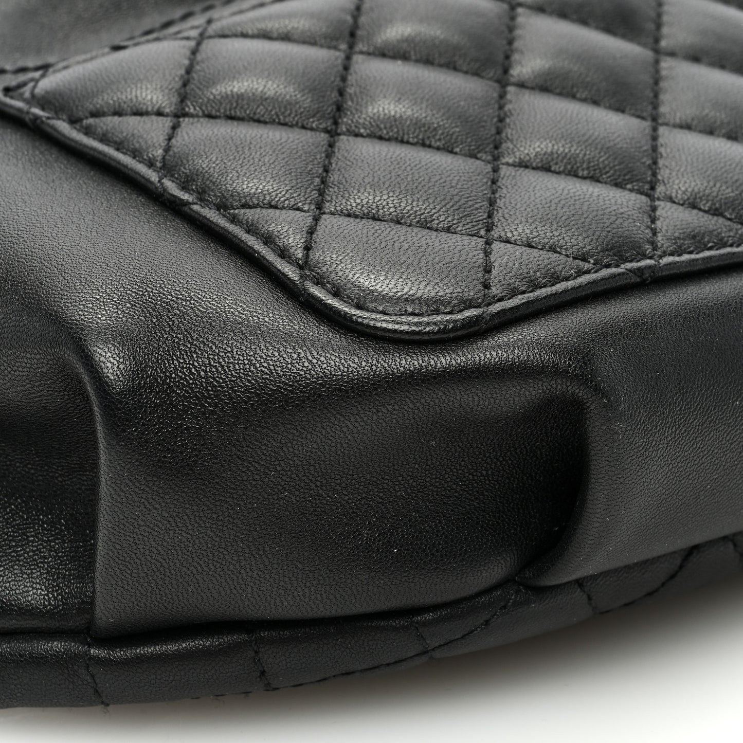 Crumpled Glazed Lambskin Quilted Waist Bag Fanny Pack Black
