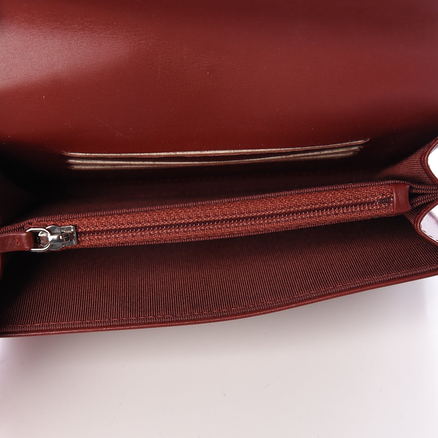 Patent Calfskin Quilted Small Flap Wallet Dark Red