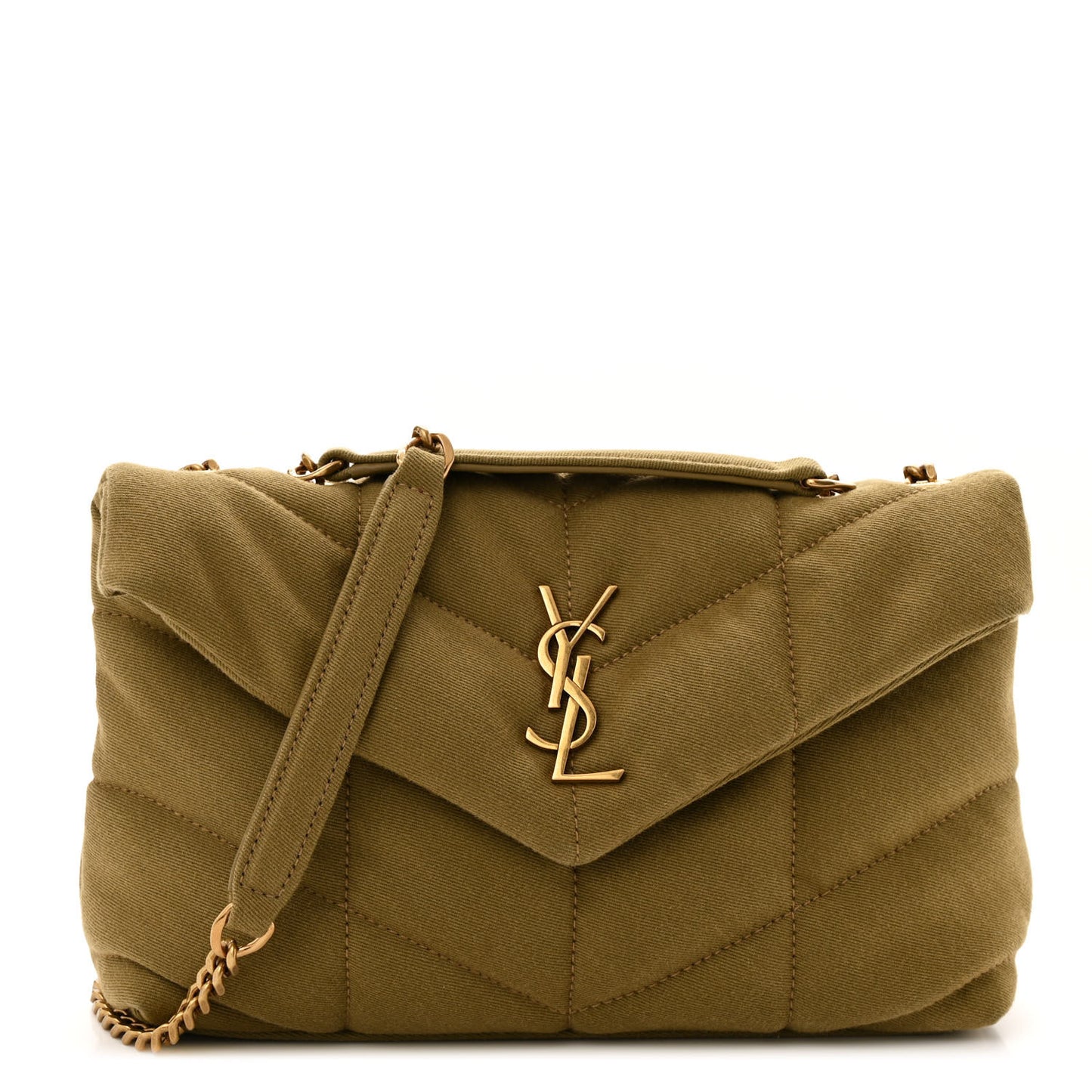 Canvas Quilted Toy Loulou Puffer Monogram Chain Satchel Fir Green