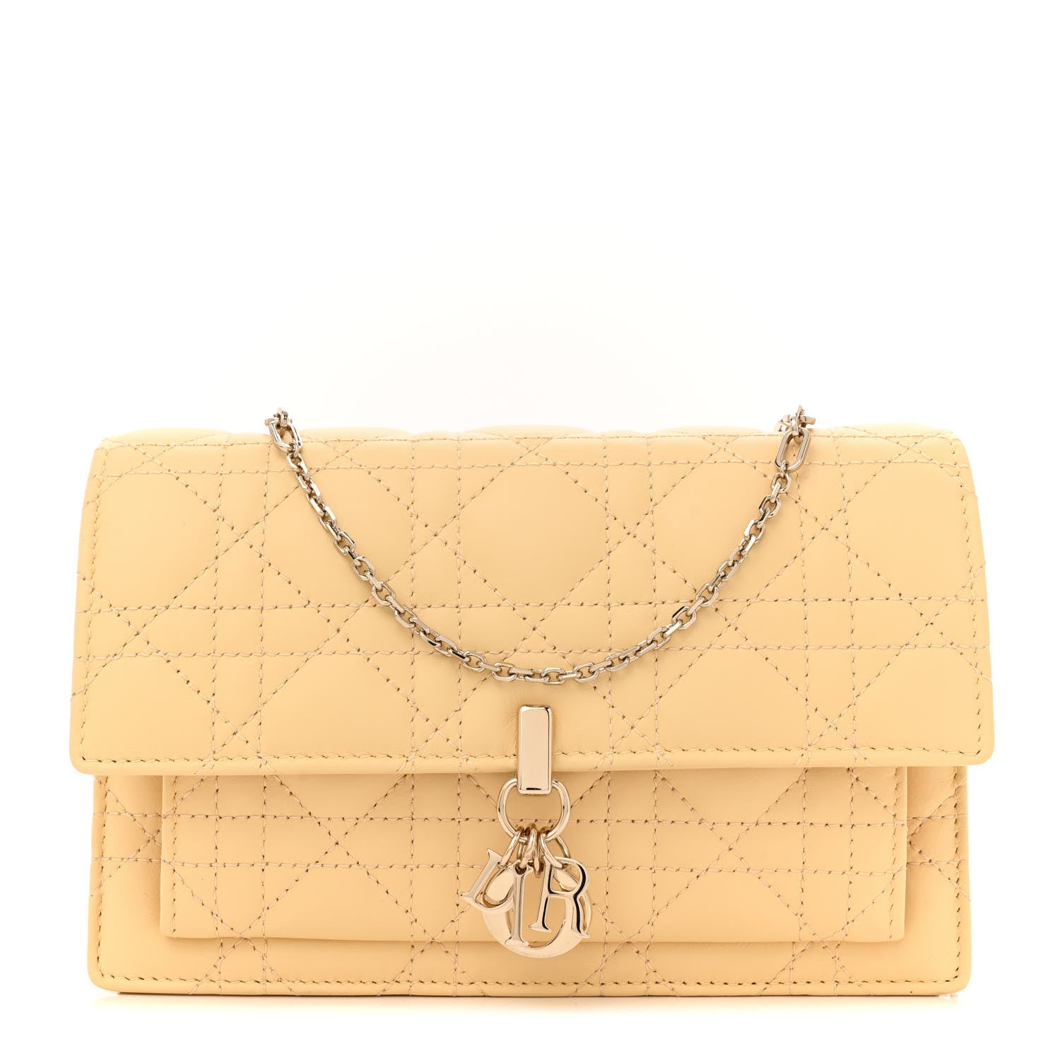 Christian Dior Lambskin Cannage Lady Dior Chain Pouch Latte 1 of 10