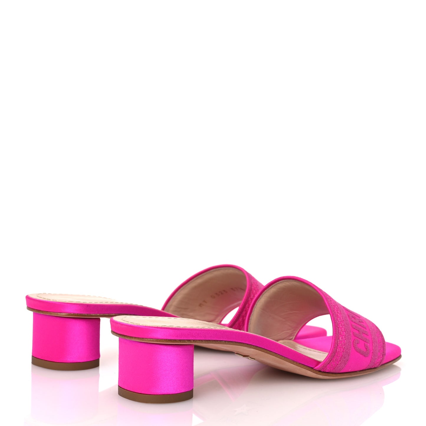 Satin Dioriviera Embroidered Dway 35mm Slide Sandals 37.5 Rani Pink