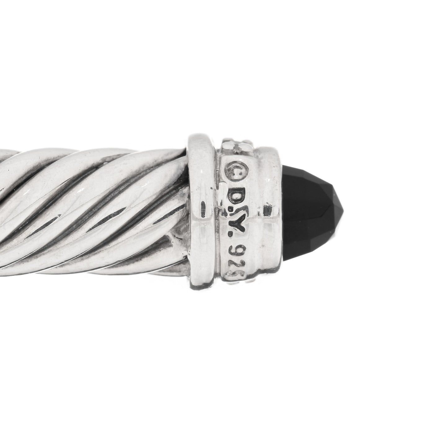 Sterling Silver Diamond Black Onyx 5mm Cable Classics Bracelet