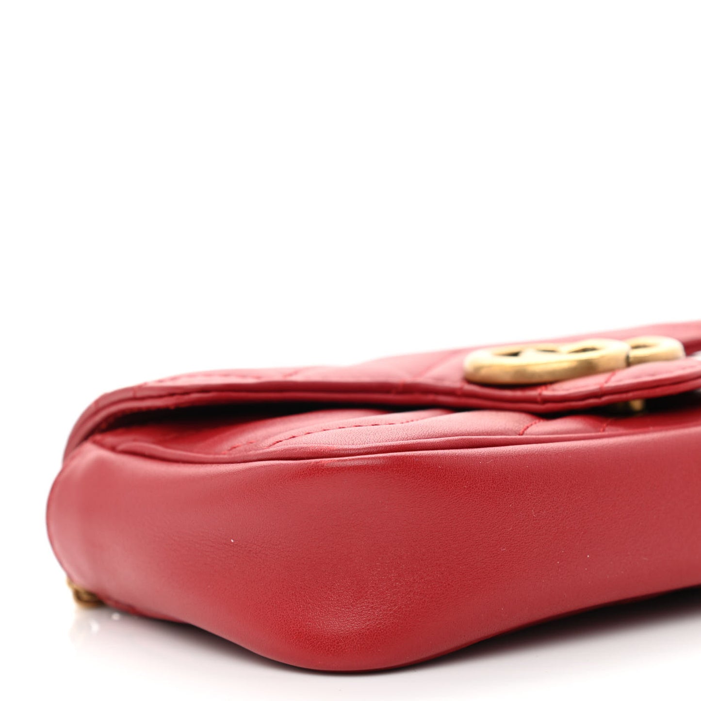 Calfskin Matelasse Super Mini GG Marmont Shoulder Bag Hibiscus Red