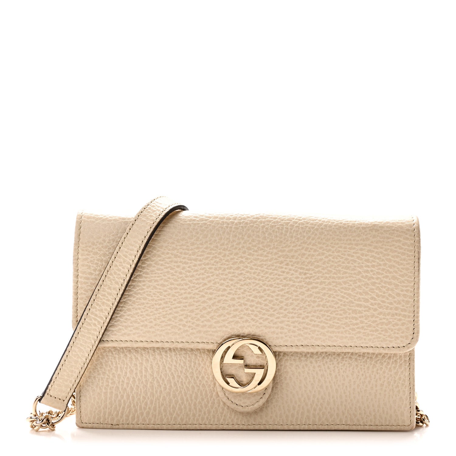 Gucci Dollar Calfskin Interlocking G Chain Wallet Ivoire 1938080