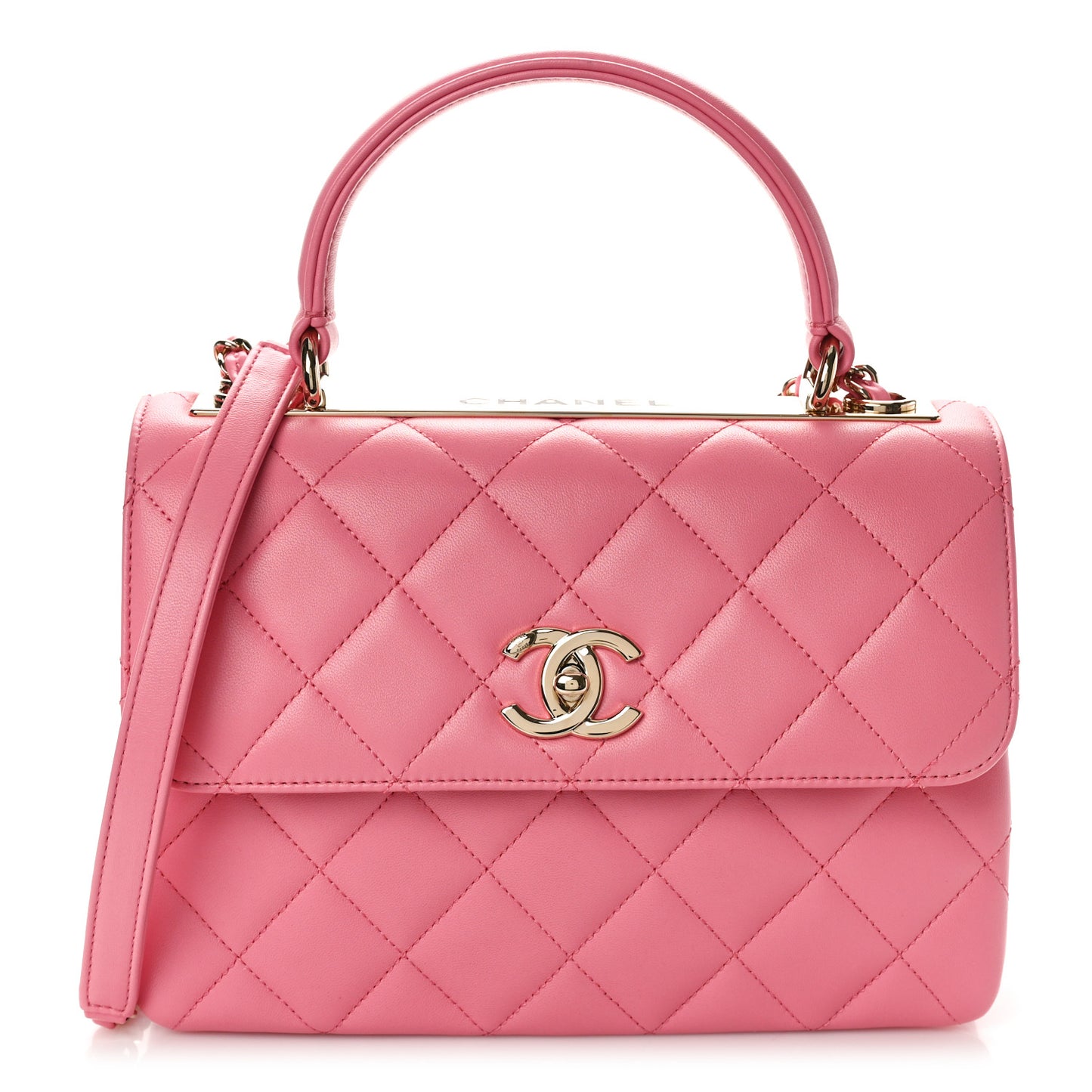 Lambskin Quilted Small Trendy CC Flap Dual Handle Bag Pink