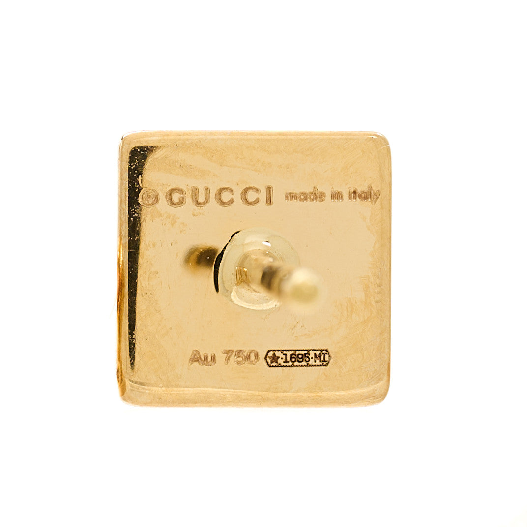 18K Yellow Gold Icon Square Star Earrings