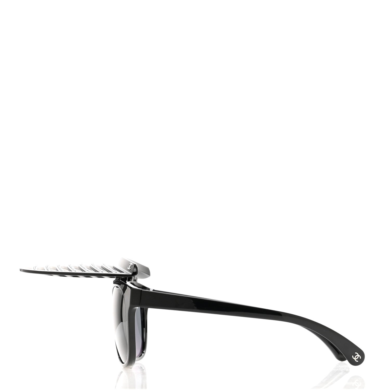 Chanel Shield Square Crystal Embellished Coco Beach Sunglasses Black Gray 3 of 9