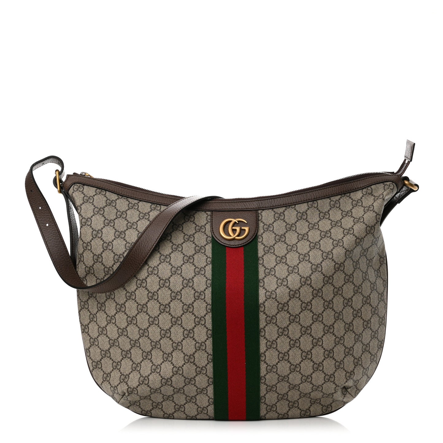 GG Supreme Monogram Web Ophidia Half Moon Hobo Brown