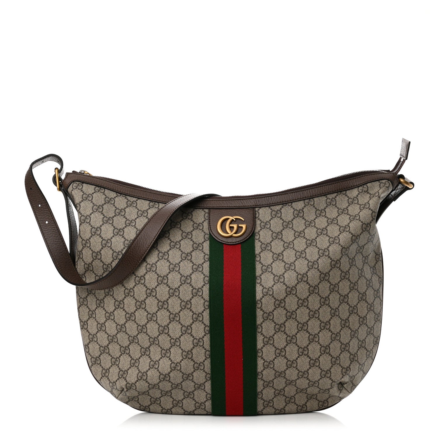 Gucci GG Supreme Monogram Web Ophidia Half Moon Hobo Brown 1 of 11