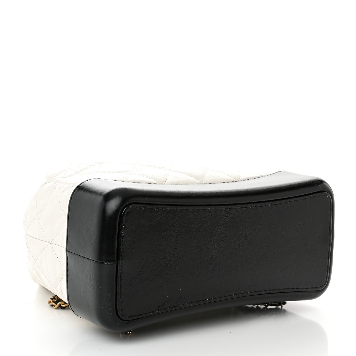 Aged Calfskin Quilted Gabrielle Backpack Black White