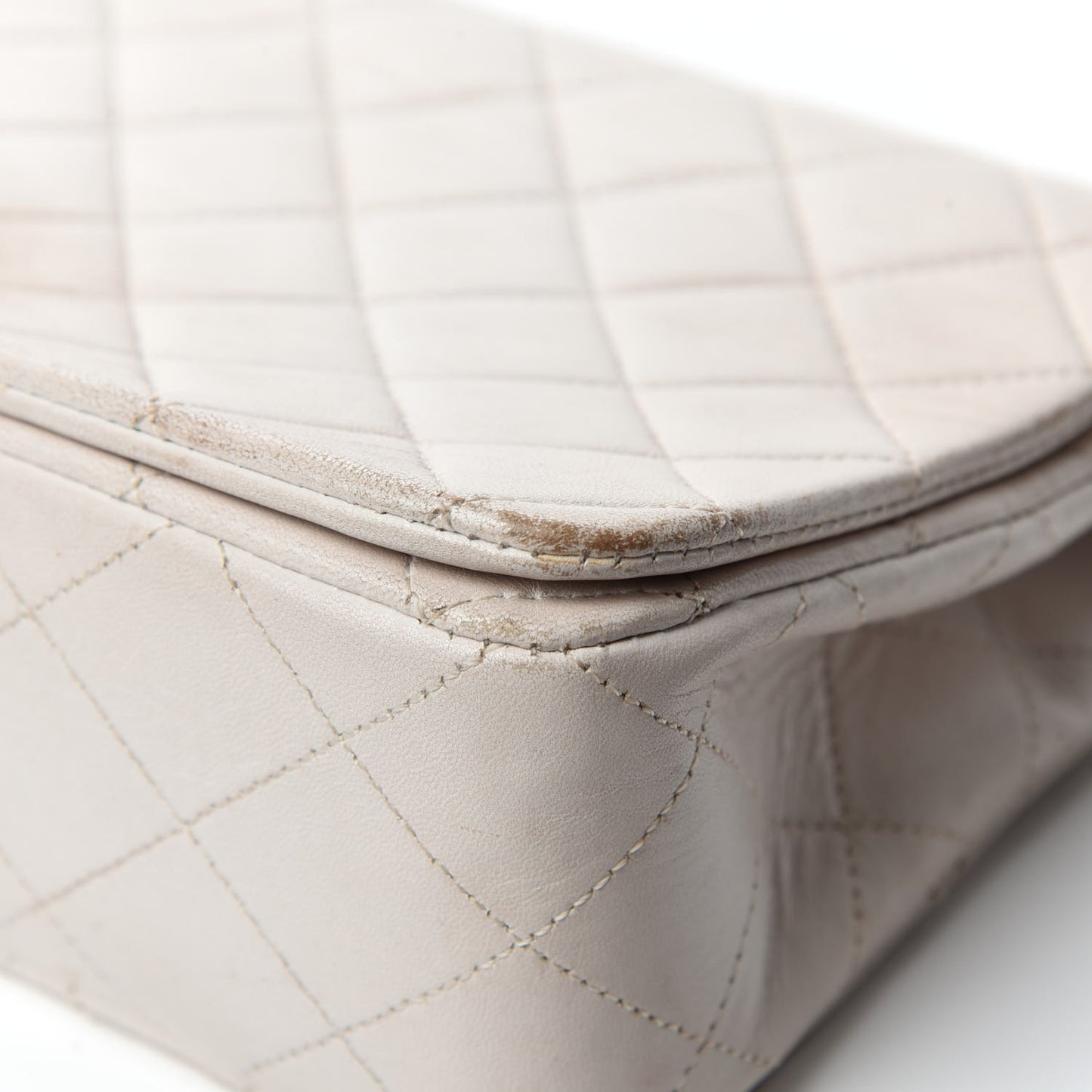 Lambskin Quilted Small Single Flap White
