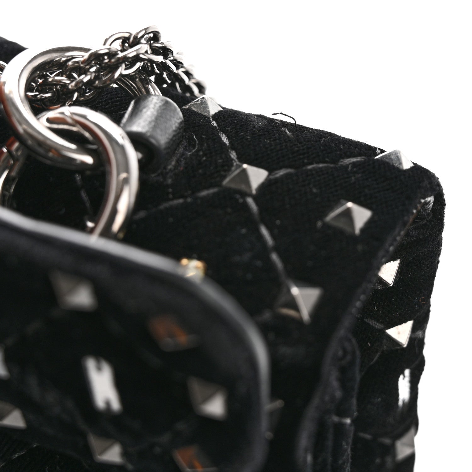 Valentino Garavani Velvet Small Rockstud Spike Embellished Shoulder Bag Black 14 of 15