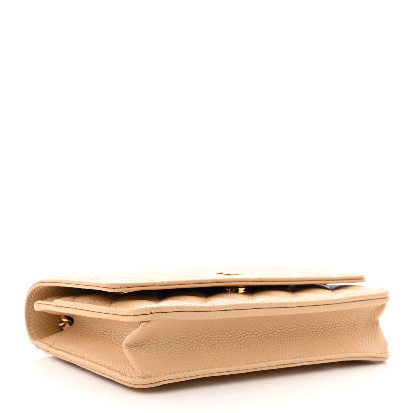 Caviar Quilted Wallet on Chain WOC Beige